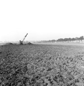 Waterleiding, werkzaamheden, draglines, rotterdam-biesbosch, west, Bestanddeelnr 164-1085