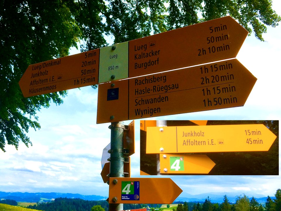 Wanderwegweiser Affoltern Lueg