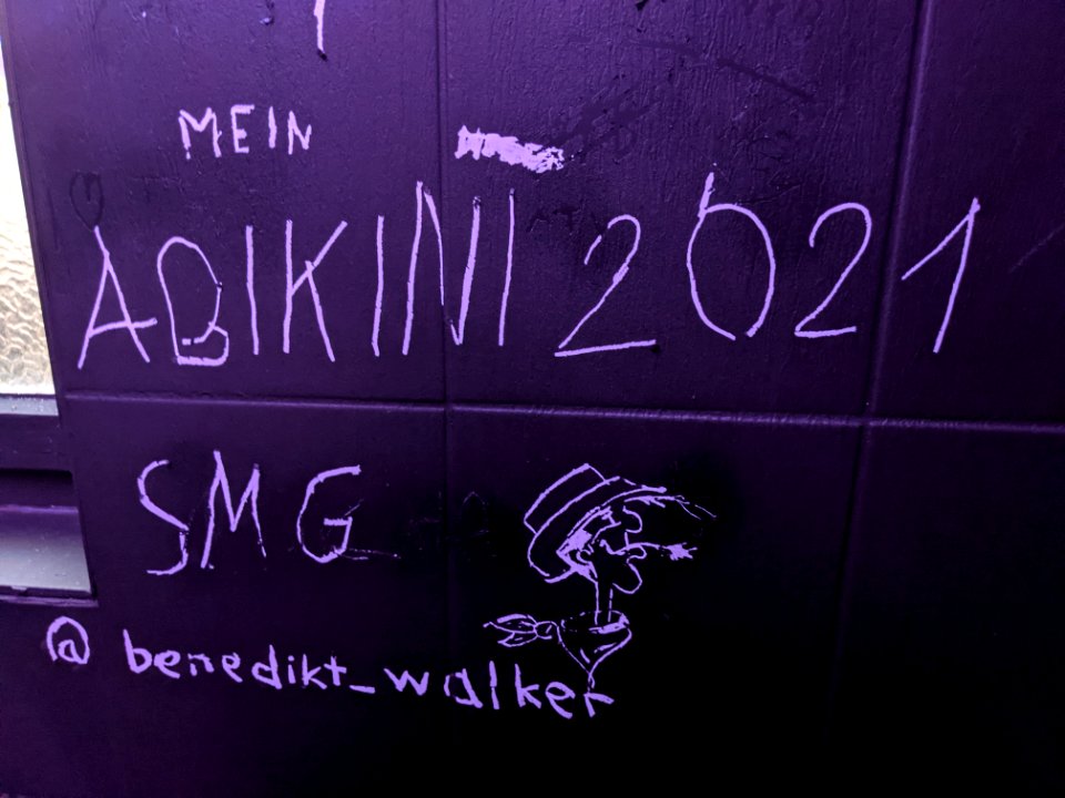 Wandgraffiti auf der Toilette im Jäger in Tübingen