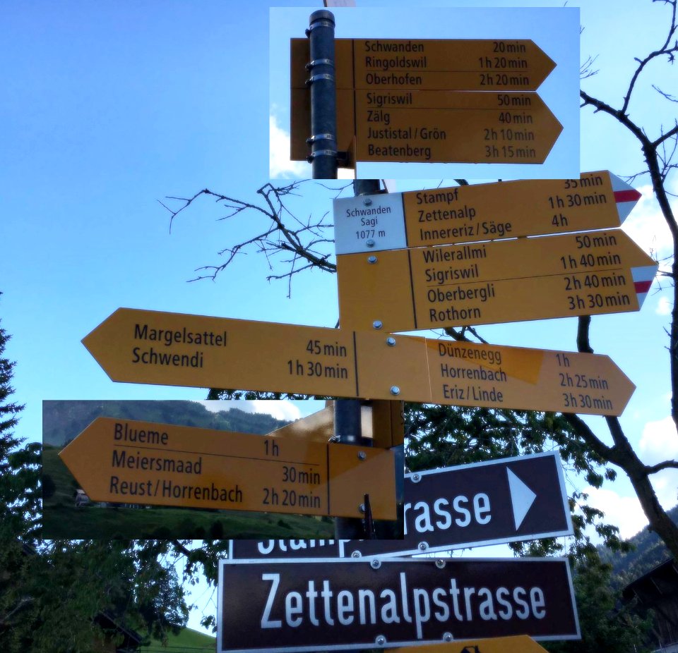 Wanderwegweiser Schwanden SchwandenSagi
