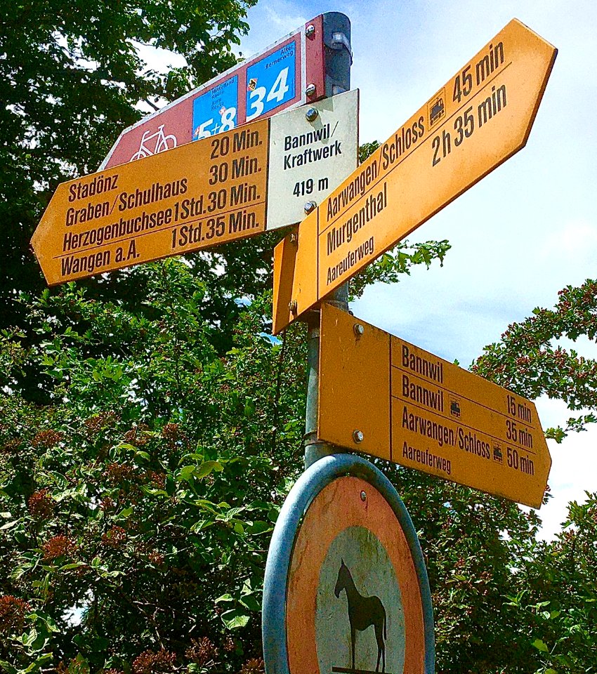 Wanderwegweiser Aarwangen BannwilKraftwerk