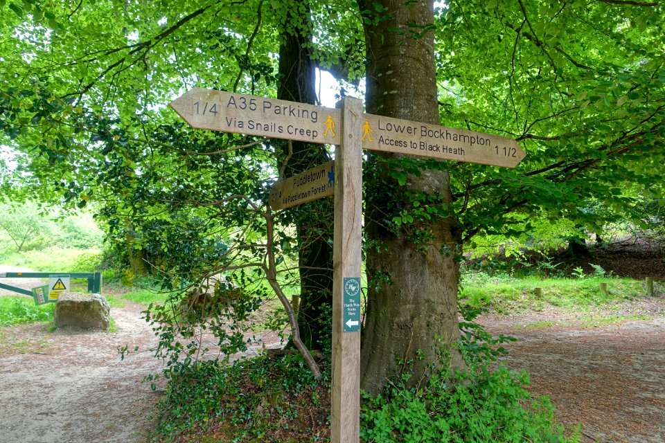 Walking path sign - Thomas Hardy's Cottage, Higher Bockhampton - Dorset, England - DSC03346