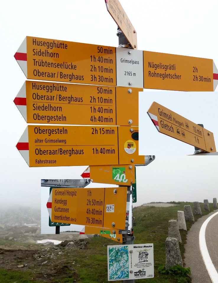 Wanderwegweiser Guttannen Grimselpasshöhe