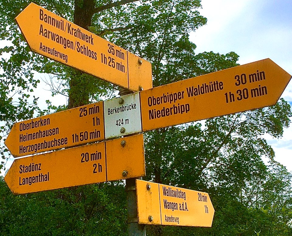 Wanderwegweiser Walliswil BerkenbrückeNord