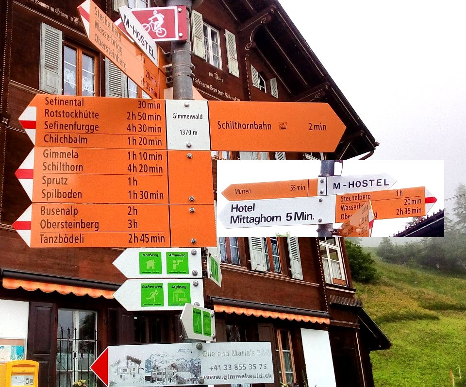 Wanderwegweiser Gimmelwald Gimmelwald