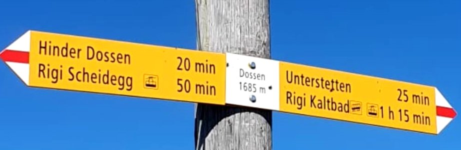 Wanderwegweiser RigiKaltbad Dossen