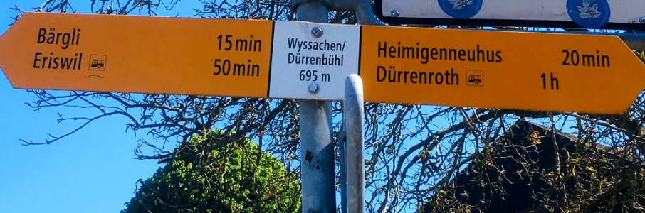 Wanderwegweiser Wyssachen Dürrenbühl