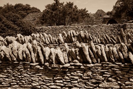 Stones trees wall