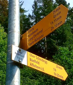Wanderwegweiser Rüegsbach VorderRinderbach