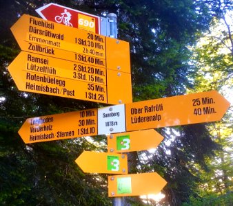 Wanderwegweiser Oberfrittenbach Sunnberg