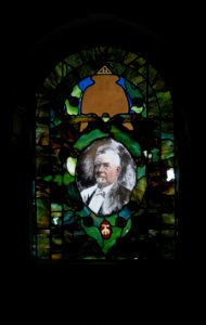 Walker mausoleum, stained glass, Union Dale Cemetery, 2020-10-24