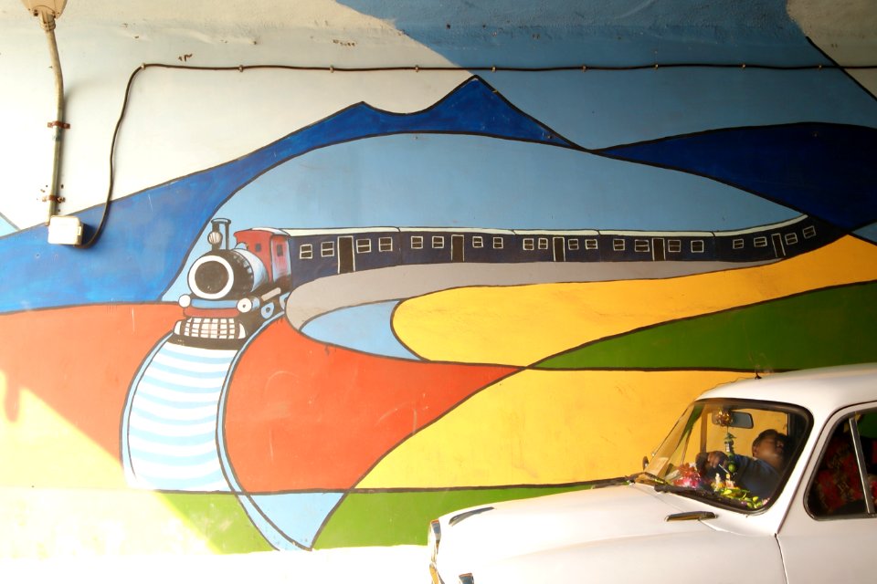Wall Painting in a underway in Kolkata