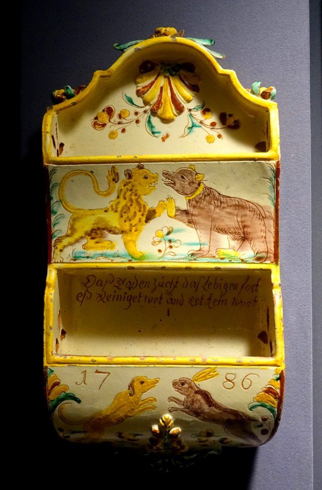 Wall rack, Bern or Winterthur, Switzerland, 1786, faience - Museum of Anthropology, University of British Columbia - DSC08775