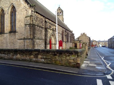 Wall Enclosing Church Of St Cuthbert With Gates Piers And Gates