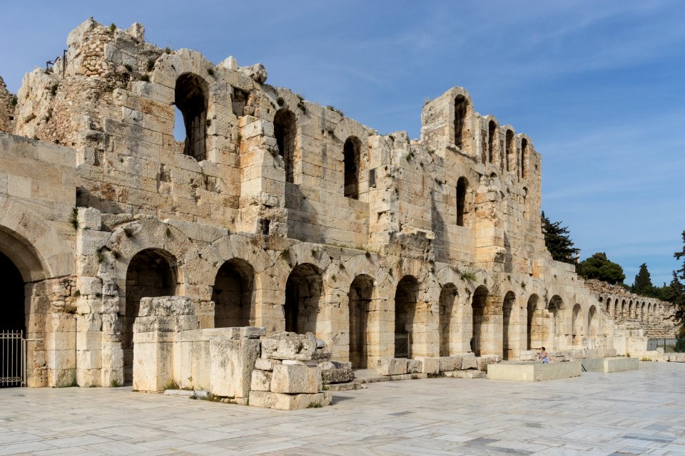 Wall Theatre Herodes Atticus Acropolis Athens Greece