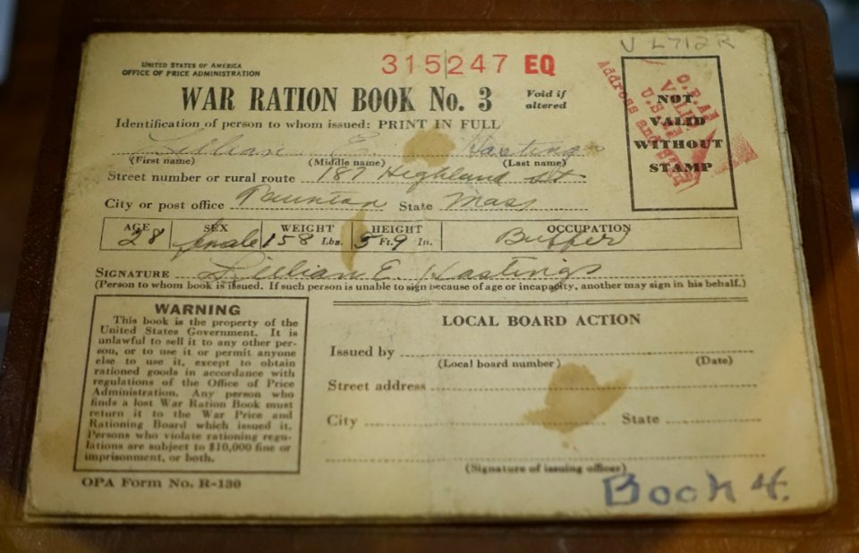 War Ration Book No. 3, World War II, Office of Price Administration, United States of America - Old Colony History Museum - Taunton, Massachusetts - DSC03940