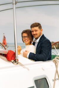 Yacht ring engagement photo