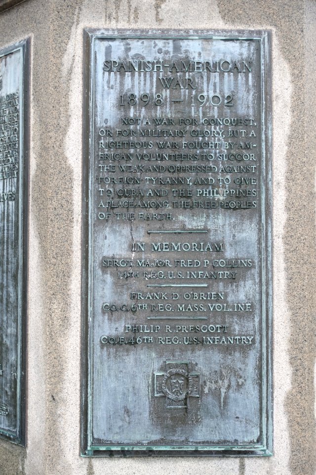 War Memorial, plaque 7 of 8, Spanish-American War, c. 1924 - Westford, Massachusetts - DSC09013