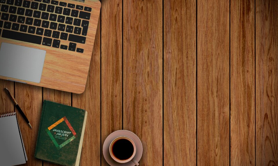 Macbook wooden background book