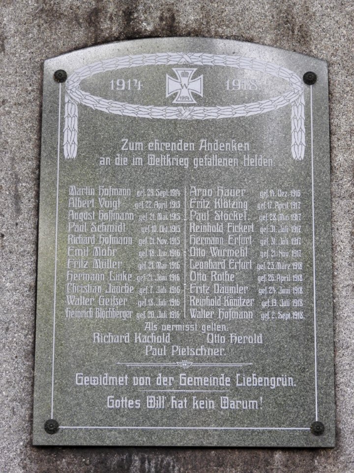 War memorial Liebengrün, Remptendorf 2