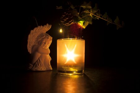 Candle light christmas angel photo