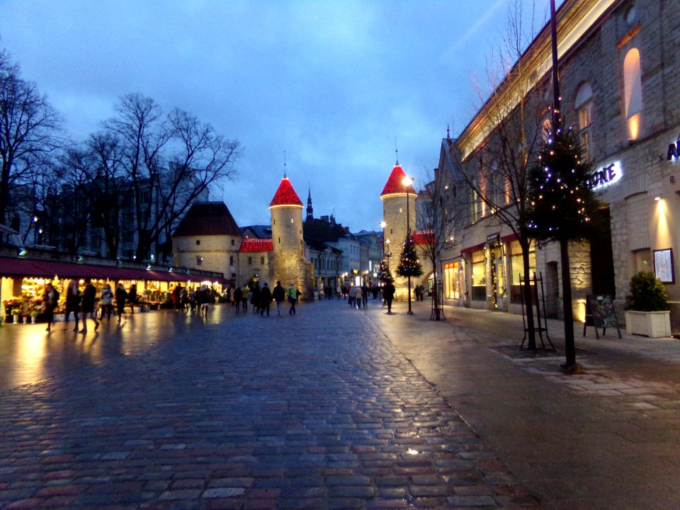 Viru gate with Christmas lights