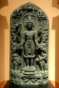 Vishnu with consorts, India, Pala period, 12th century AD, stone - Middlebury College Museum of Art - Middlebury, VT - DSC08240
