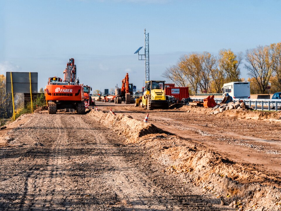 Construction work highway construction site jam photo