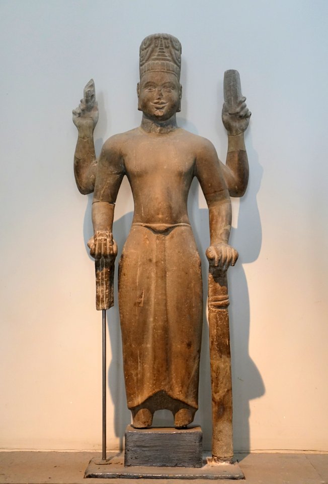 Vishnu transformed as Bodhisattva Maitreya, Trung Dien, Vinh Long, 7th-8th century AD, sandstone - Museum of Vietnamese History - Ho Chi Minh City - DDSC06073