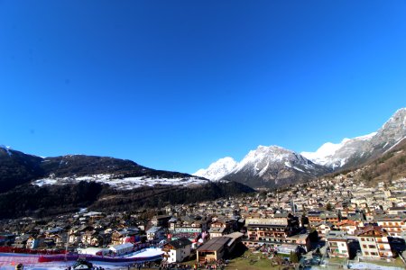 Vista panoramica di Bormio durante la Coppa del Mondo di sci alpino 28.12.2019