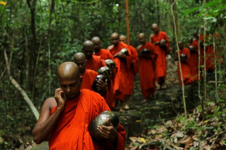 Monk group buddha photo