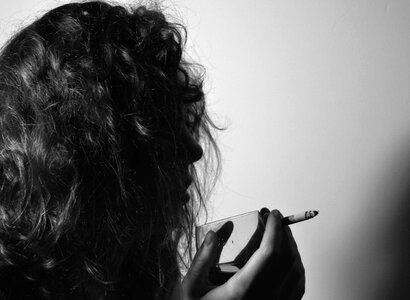 Woman black and white wine