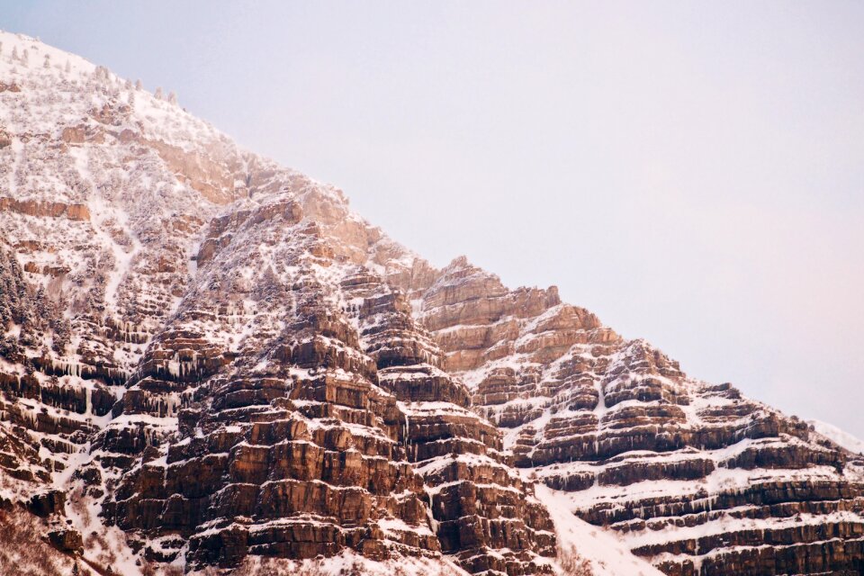 Rock formation snow