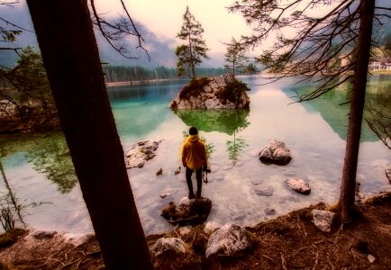 Reflections man forest photo