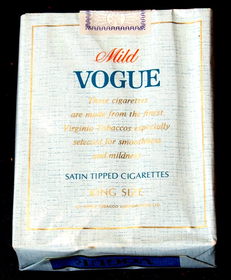 Vogue cigarettes backside