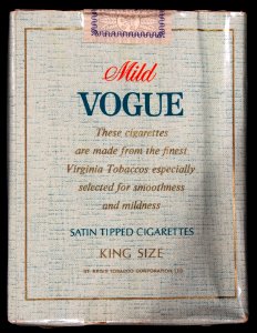 Vogue cigarettes pack, back