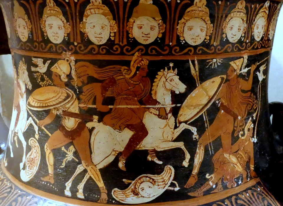 Volute krater, Baltimore Painter, Apulian red figure, view 3, Greece, 330-320 BC, terracotta - Spurlock Museum, UIUC - DSC05809