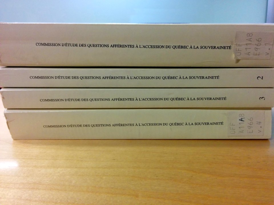 Volumes des études de la Commission d'étude des questions afférentes à l'accession du Québec à la souveraineté