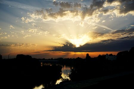 Evening sky horizon afterglow