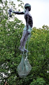 Fisherman sculpture bronze