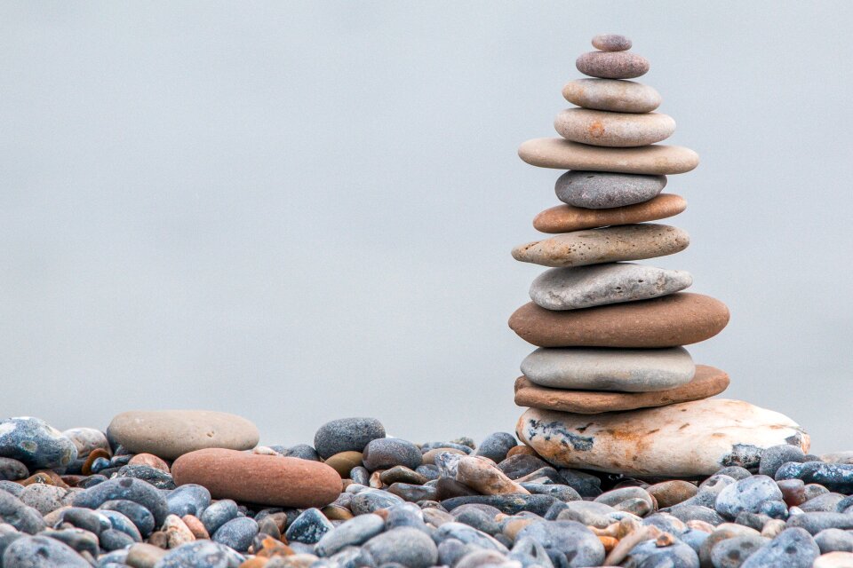 Stone pile balance zen