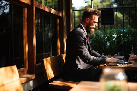 Man sitting laptop photo