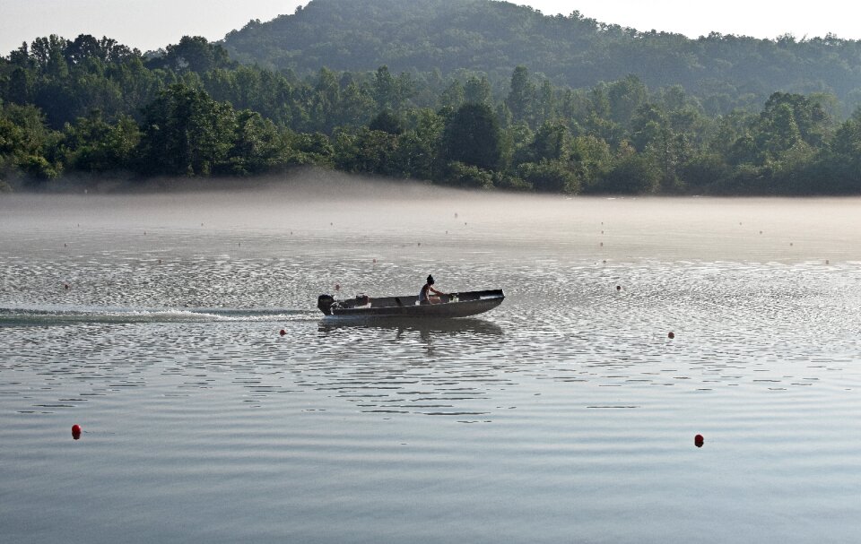 Boater fog clinch river