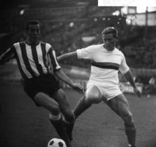 Voetbalwedstrijd DWS tegen PSV te Amsterdam 2-2 Daan Schrijvers tijdens een du, Bestanddeelnr 918-5049
