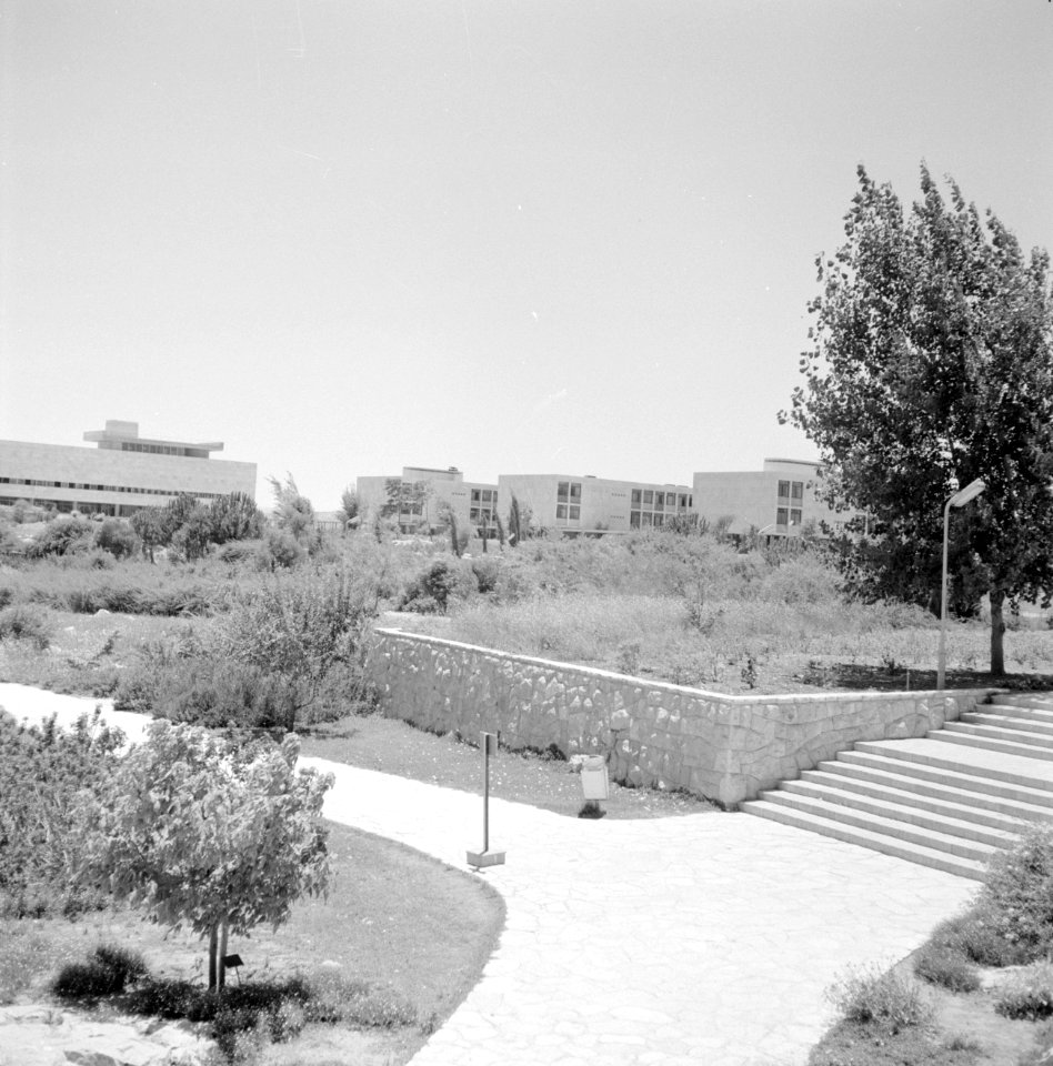 Voetgangerswegen op de campus van de Hebrew University in Jeruzalem, Bestanddeelnr 255-2413