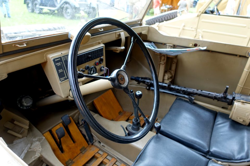 Volkswagen Type 166 Schwimmwagen interior - Battle for the Airfield, 2017 - Collings Foundation - Massachusetts - DSC06959-001