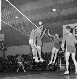 Volleybal Belgie tegen Nederland 3-2, spelmoment, Bestanddeelnr 918-5820