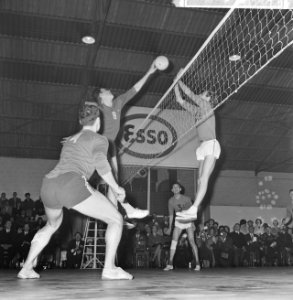Volleybal Belgie tegen Nederland 3-2, spelmoment, Bestanddeelnr 918-5822