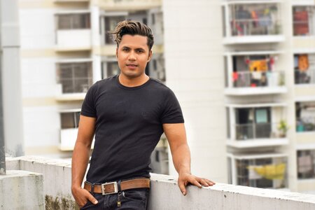 Black shirt man hairstyle