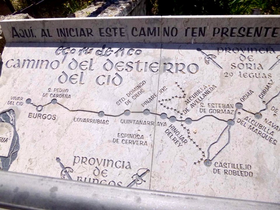 Vivar del Cid - Mapa en relieve del Camino del destierro del Cid 2